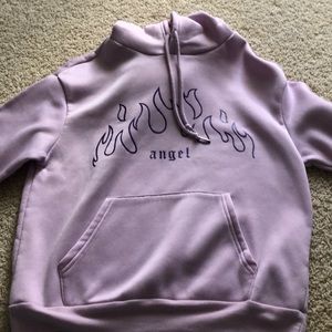 Light purple hoodie. Dark purple coloring. Size- M